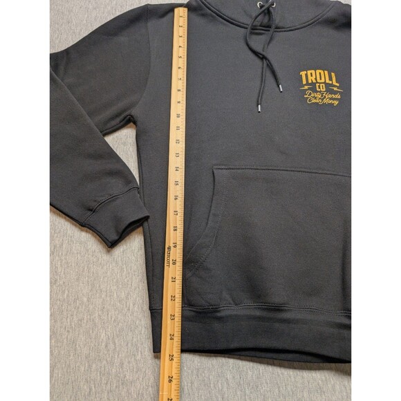 NWT TROLL CO Hoodie Winged Roller Small Dirty Hands Clean Money Black Pullover - Picture 5 of 9